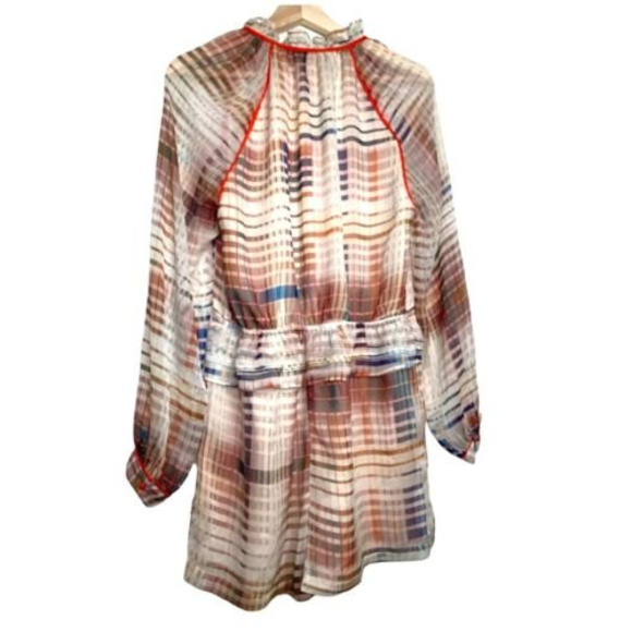 Anthropologie Adelyn Rae Grid Graphic Romper Ruffle Lined Size Small - Picture 4 of 12